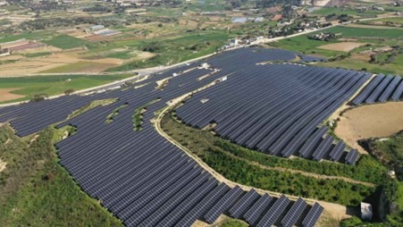 Maltas solar park in Mgarr on a hill